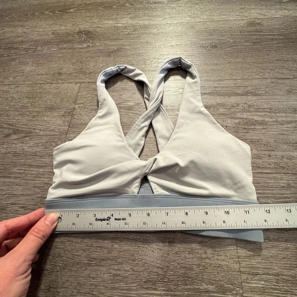 Fabletics Sports Bra Womens Small Gray Front Tye‎ Padded Racerback Athletic